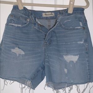 Madewell Light Blue Distressed Denim Shorts